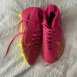 Pink Nike soccer cleats